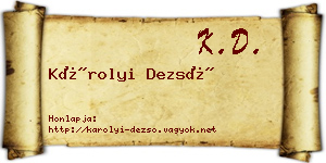 Károlyi Dezső névjegykártya