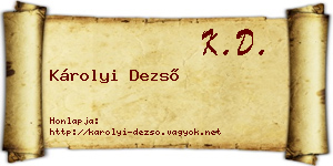 Károlyi Dezső névjegykártya